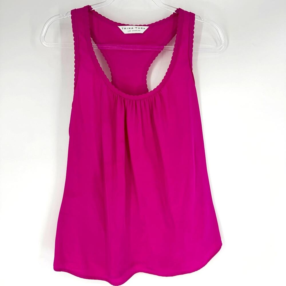 Trina‎ Turk Silk Racerback Tank Fuchsia Size Small